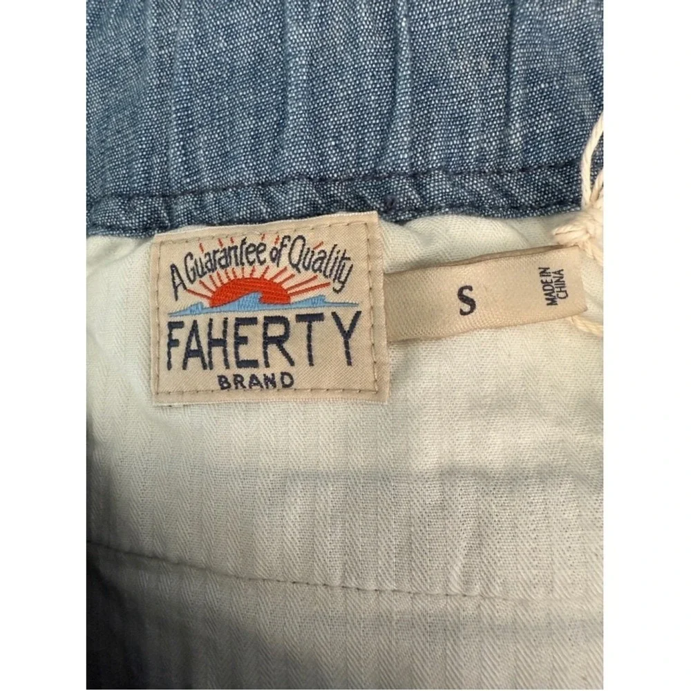 Faherty‎ Mens Small Essential Cotton Stretch Shorts Indigo Blue 6.5